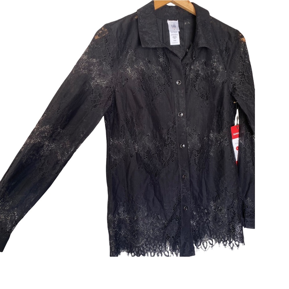 Cabi St. Regis Black Lace Button Up Blouse Size Small - Picture 6 of 8